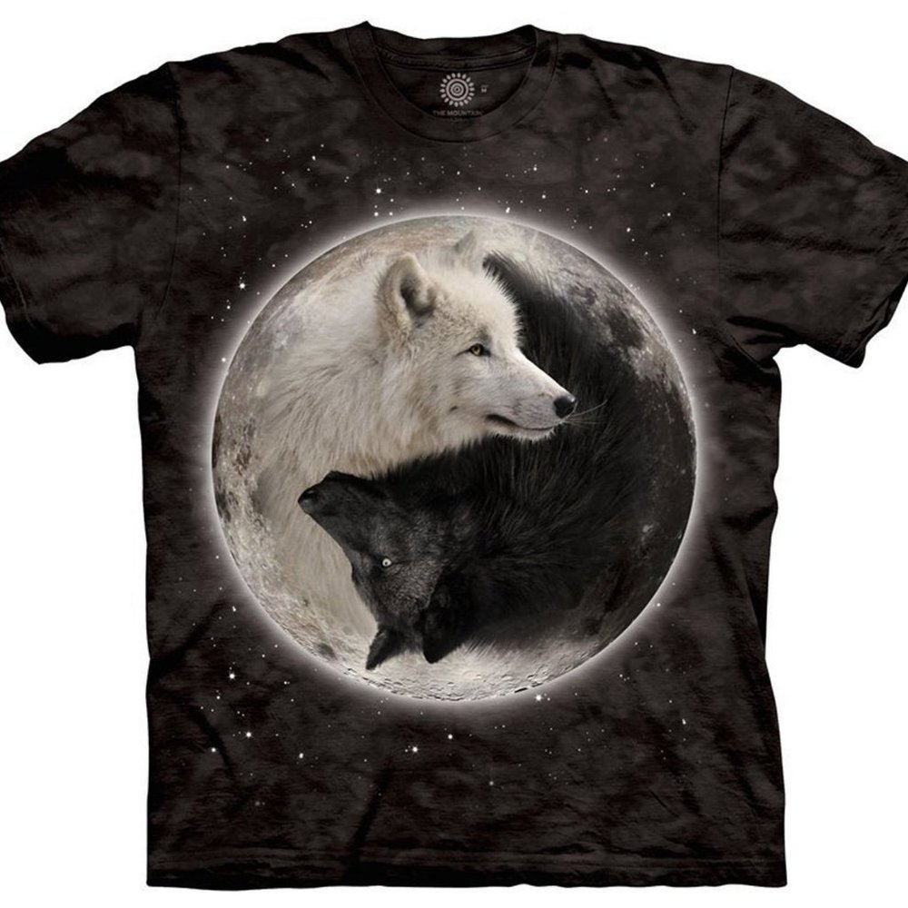 The Mountain Yin Yang Wolf Wolves Howling Moon Stars Dog Husky Lunar Shirt S-3X